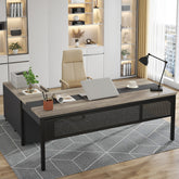 Industrial L - Shaped Desk, 71" Executive Desk with 47" Mobile File Cabinet Tribesigns 3