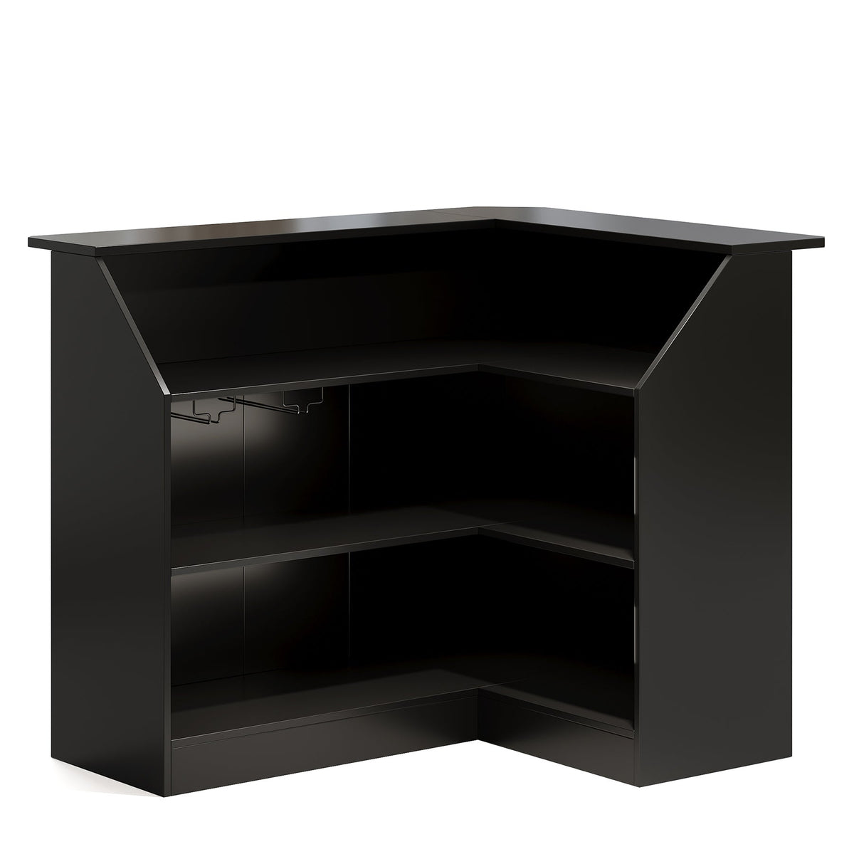 Tribesigns L-Shaped Bar Table, 4-Tier Bar Cabinet Reception Desk-Tribesigns