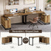 L - Shaped Executive Desk, 53" Farmhouse Computer Desk Corner Desk with Cabinet Tribesigns