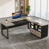 L - Shaped Executive Desk, 63" Computer Desk with Mobile File Cabinet Tribesigns 3