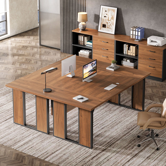 L - Shaped Executive Desk, 63" Computer Desk Workstation with File Cabinet Tribesigns