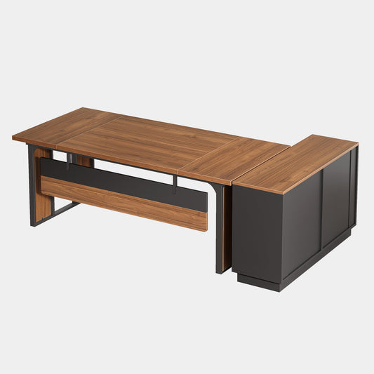 L - Shaped Executive Desk, 63" Computer Desk Workstation with File Cabinet Tribesigns