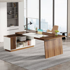 L - Shaped Executive Desk, 70.5" Computer Desk with Cabinet Tribesigns