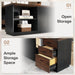 L - Shaped Executive Desk, 78" Office Desk with Drawers and Lateral File Cabinet Tribesigns