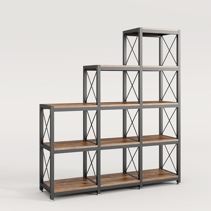 Ladder Bookshelf, 12 Shelves Industrial Etagere Bookcase Tribesigns