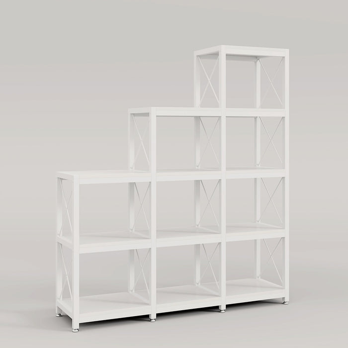 Ladder Bookshelf, 12 Shelves Industrial Etagere Bookcase Tribesigns