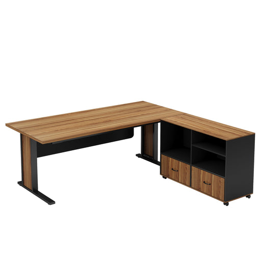 Large L - Shaped Desk, 63" Executive Computer Desk with Mobile File Cabinet Tribesigns