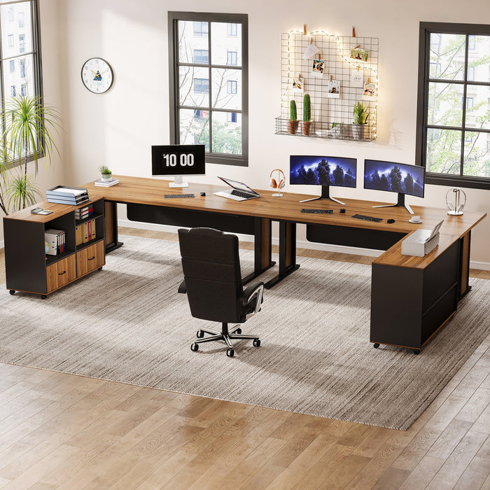 Large L - Shaped Desk, 63" Executive Computer Desk with Mobile File Cabinet Tribesigns