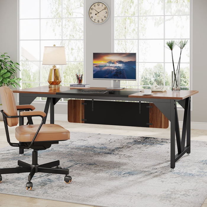 Large L - Shaped Desk, 70.8" Executive Desk with 35.4" File Cabinet Tribesigns