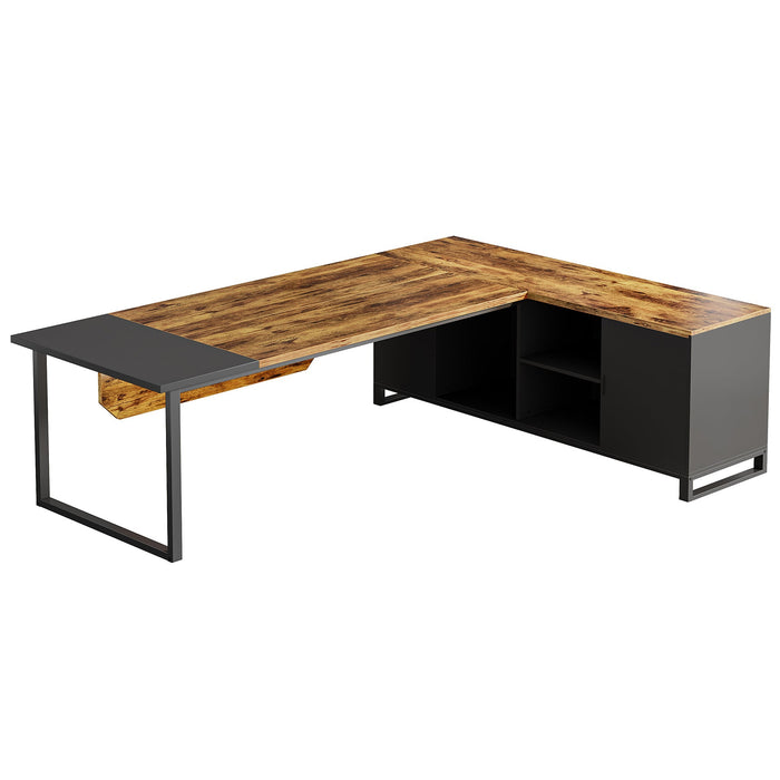 Large L - Shaped Desk, 70.87" Executive Desk with 55" File Cabinet Tribesigns