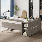 Large L - Shaped Desk, 71 inch Executive Desk with Shelves & Cabinet Tribesigns