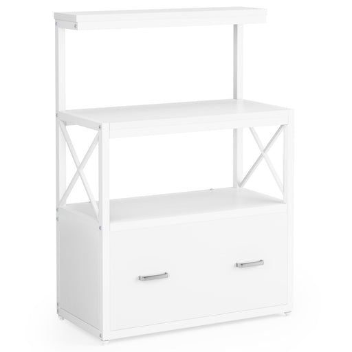Lateral File Cabinet Printer Stand with Drawer & Shelves Tribesigns