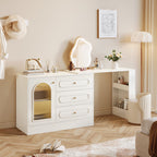 Makeup Desk, 360° Rotatable Vanity Desk with 3 Drawers(Without Mirror) Tribesigns