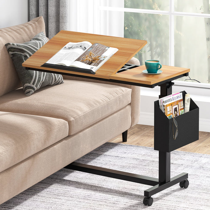 Mobile C Table, Height Adjustable End Table Sofa Snack Table Tribesigns