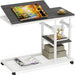 Mobile C Table, Height Adjustable Snack Tray Table with Wheels Tribesigns