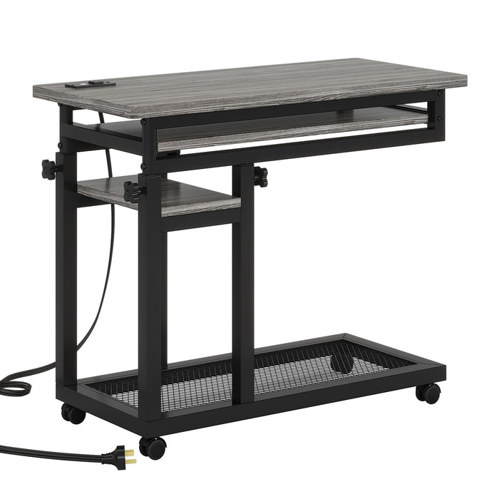 Mobile C Table, Portable Desk Side Table with Power Outlet Tribesigns