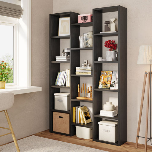 Modern Bookcase, 5 - Shelf Storage Organizer with 14 - Cube Display Bookshelf Tribesigns