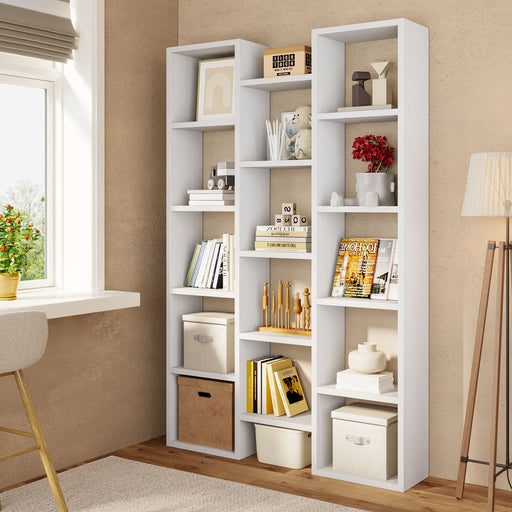 Modern Bookcase, 5 - Shelf Storage Organizer with 14 - Cube Display Bookshelf Tribesigns