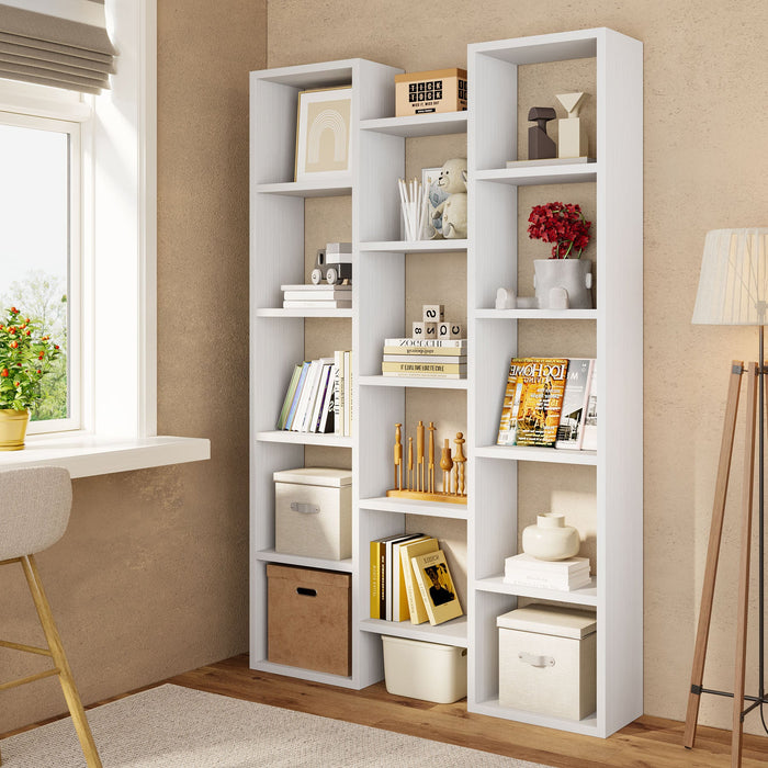 Modern Bookcase, 5 - Shelf Storage Organizer with 14 - Cube Display Bookshelf Tribesigns