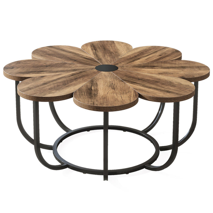 Modern Coffee Table, Flower - Shaped Center Table with Faux Marble Tabletop Tribesigns