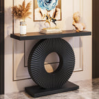Modern Console Table 40" Wood Sofa Table with Geometric Base Tribesigns