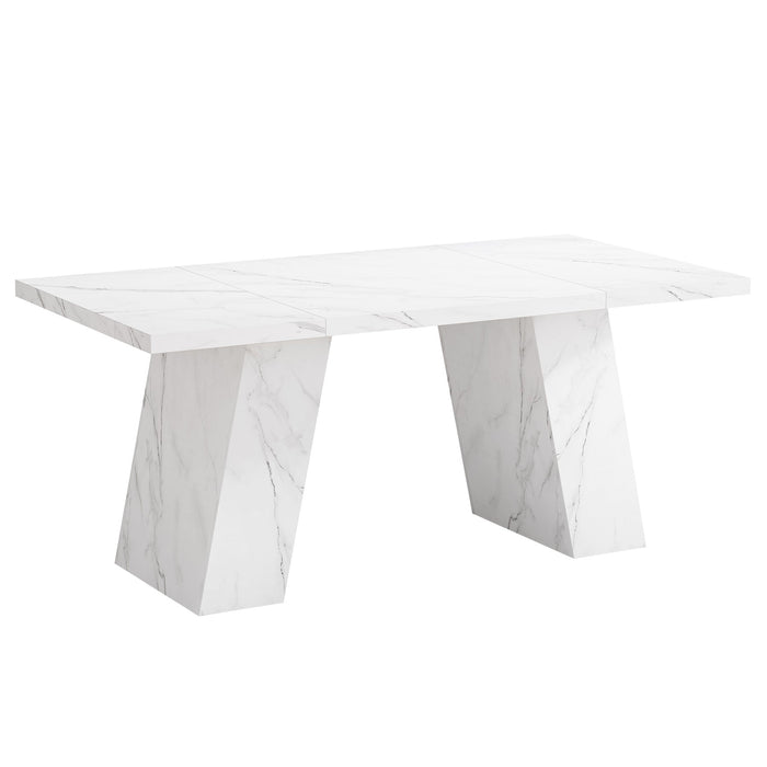 Modern Dining Table, 63" Faux Marble Kitchen Dinner Table for 4 - 6 Tribesigns