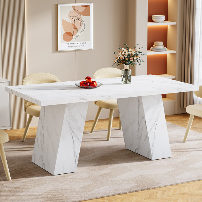 Modern Dining Table, 63" Faux Marble Kitchen Dinner Table for 4 - 6 Tribesigns