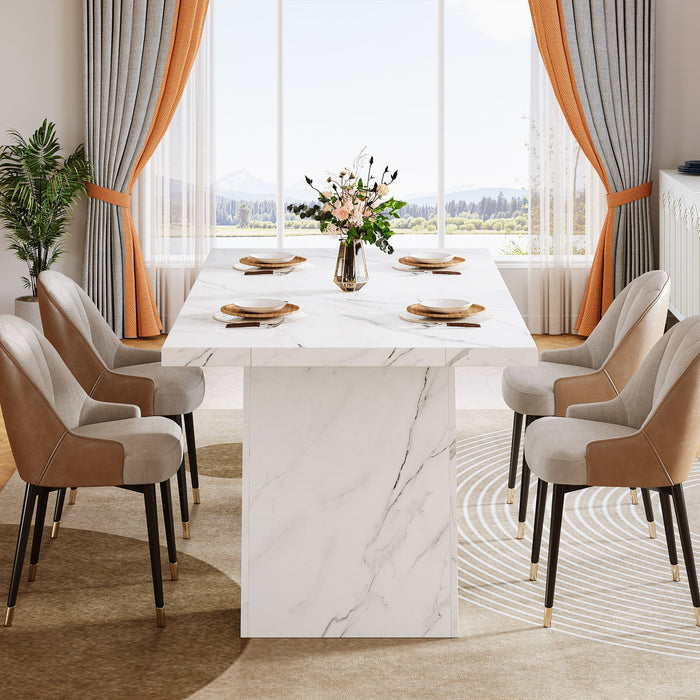 Modern Dining Table, 63" Faux Marble Kitchen Dinner Table for 4 - 6 Tribesigns