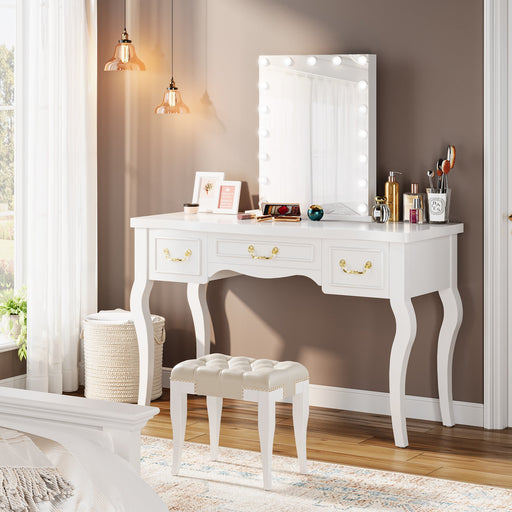 Modern Makeup Vanity Dressing Table with 3 Drawers ( Without Stool and Mirror ) Tribesigns