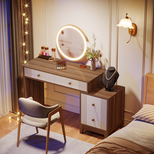 Modern Makeup Vanity Dressing Table with 4 Large Drawers(Without Mirror & Stool) Tribesigns