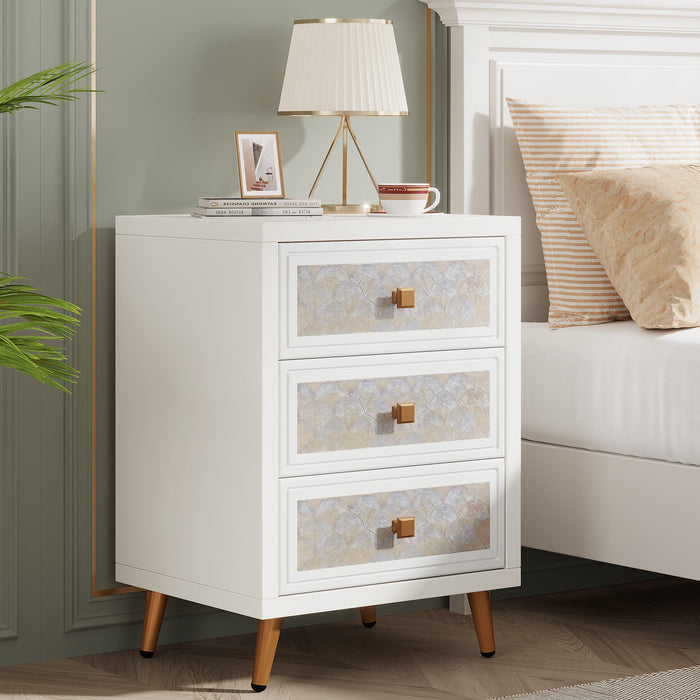 Modern Nightstand, Bedside Table with 3 - Drawer for Bedroom Tribesigns