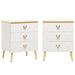 Modern Nightstand, Wooden Bedside Table with 3 Drawers(2PCS) Tribesigns