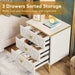 Modern Nightstand, Wooden Bedside Table with 3 Drawers(2PCS) Tribesigns