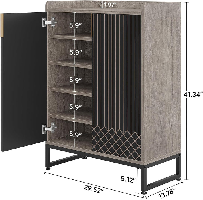 Modern Shoe Cabinet with Doors, 5-Tier Modern Shoe Rack Organizer Tribesigns