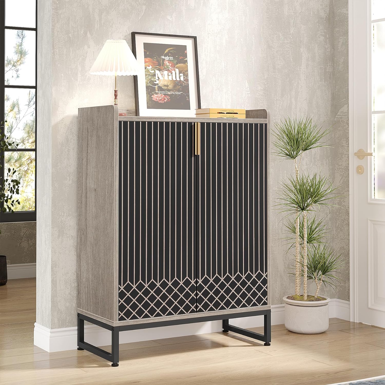 小物 vintage works DH4745 Shoe Cabinet with Doors, 5-Tier Modern Shoe Rack-Tribesigns