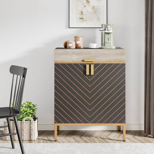 Modern Sideboard Buffet Kitchen Cabinet with Drawer & Removable Shelves Tribesigns