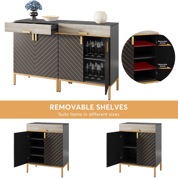 Modern Sideboard Buffet Kitchen Cabinet with Drawer & Removable Shelves Tribesigns