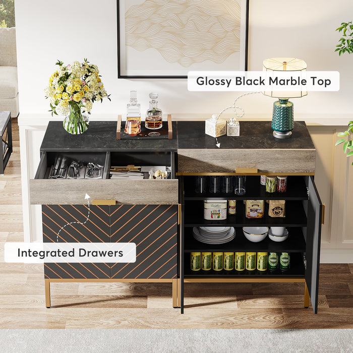 Modern Sideboard Buffet Kitchen Cabinet with Drawer & Removable Shelves Tribesigns