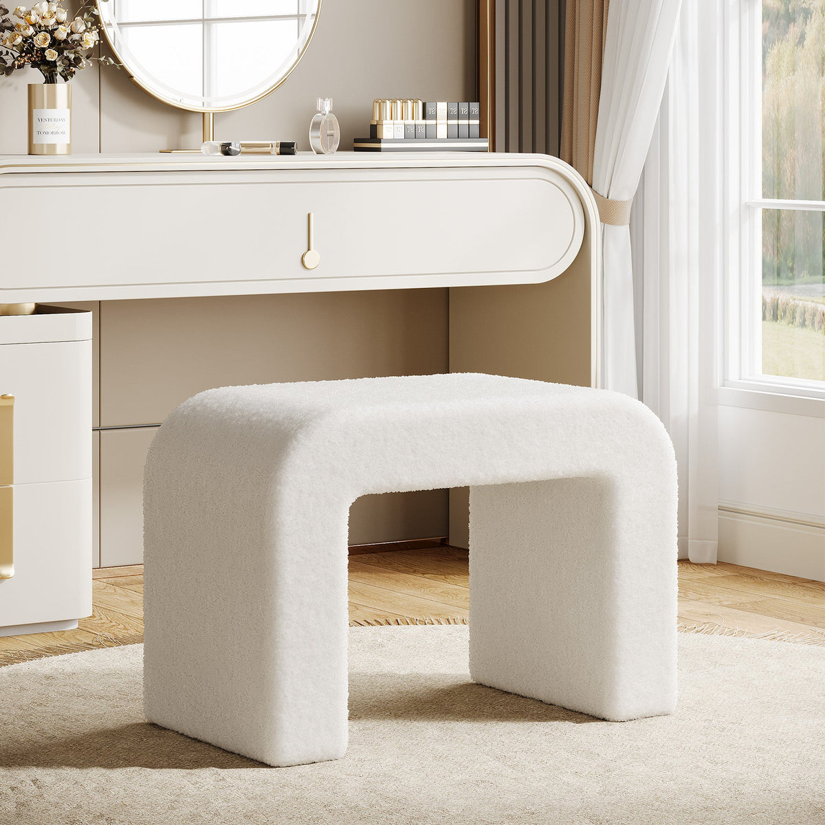 Tribesigns Modern Vanity Stool, Upholstered Ottoman Sofa Footrest