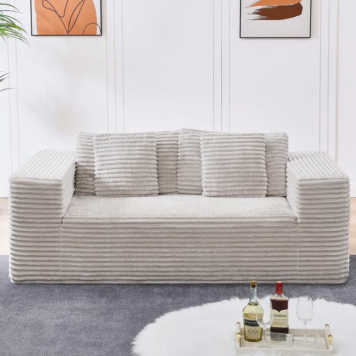 Modular Loveseat, Compression Twin - Size Corduroy Sofa with 2 Pillows Tribesigns