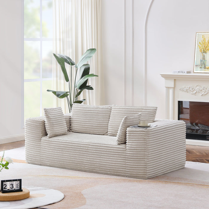 Modular Loveseat, Compression Twin - Size Corduroy Sofa with 2 Pillows Tribesigns