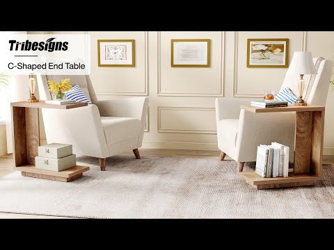 Tribesigns C-Shaped End Table, Side Table Nightstand Bedside Table