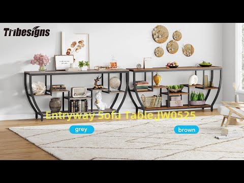 Industrial Console Table, 70.9" Entryway Sofa Table with Shelves