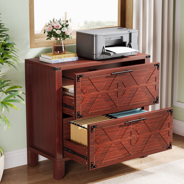 Retro File Cabinet, Storage Cabinet with 2 Storage Drawers Tribesigns