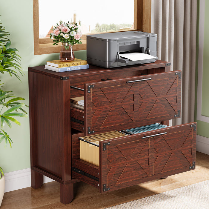 Retro File Cabinet, Storage Cabinet with 2 Storage Drawers Tribesigns