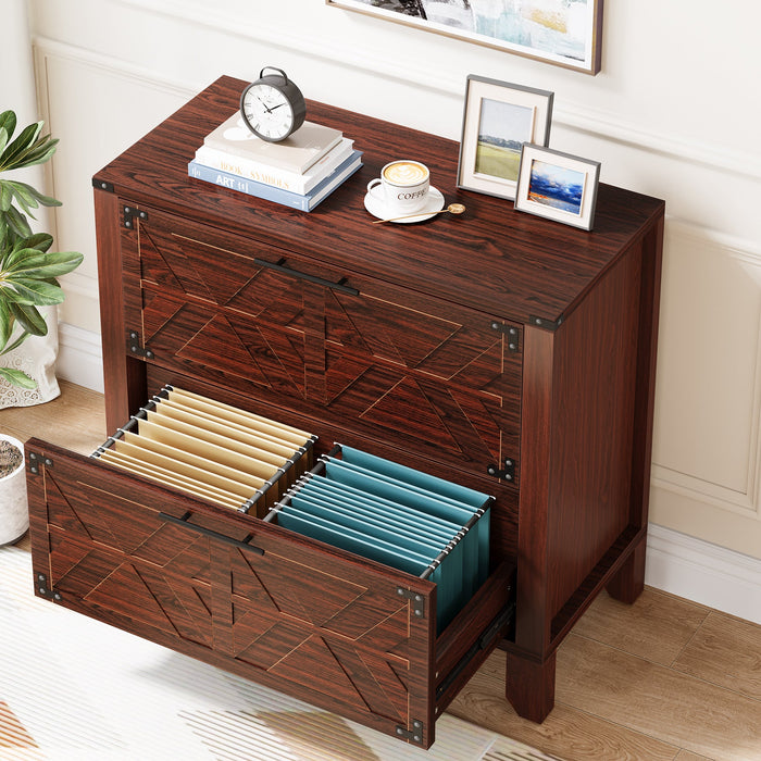 Retro File Cabinet, Storage Cabinet with 2 Storage Drawers Tribesigns