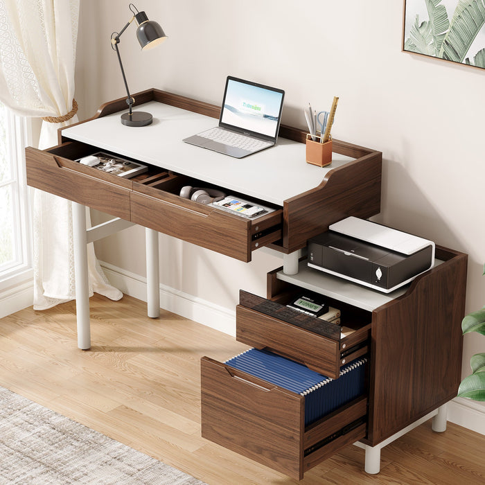 Reversible Computer Desk, Home Office Desk With File Drawer Cabinet Tribesigns