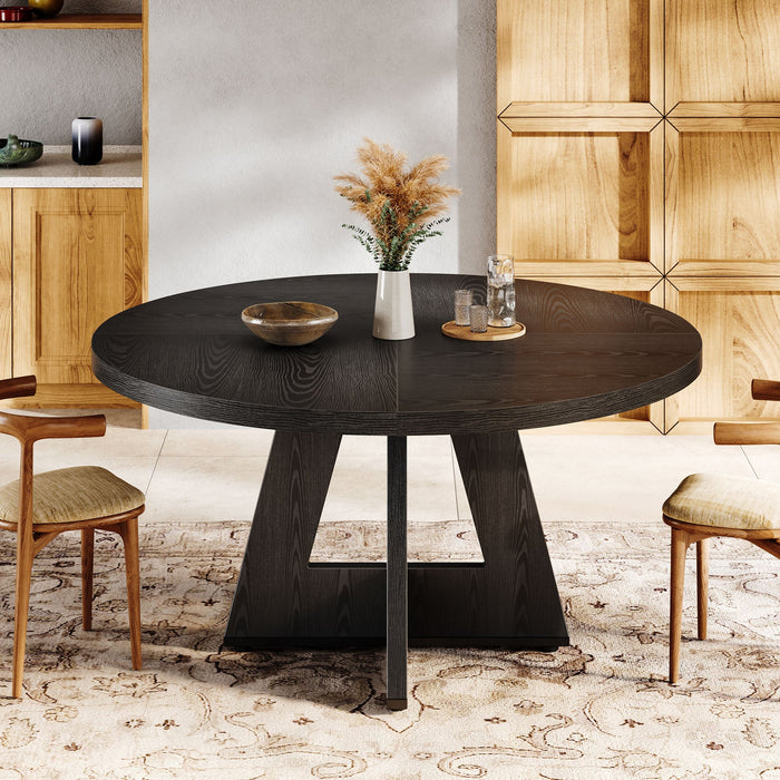 Round Dining Table for 4, 47" Wood Kitchen Table Farmhouse Dinner Table Tribesigns