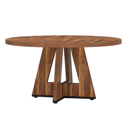Round Dining Table for 4, 47" Wooden Kitchen Table Farmhouse Dinner Table Tribesigns