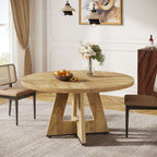 Round Dining Table for 4, 47" Wooden Kitchen Table Farmhouse Dinner Table Tribesigns